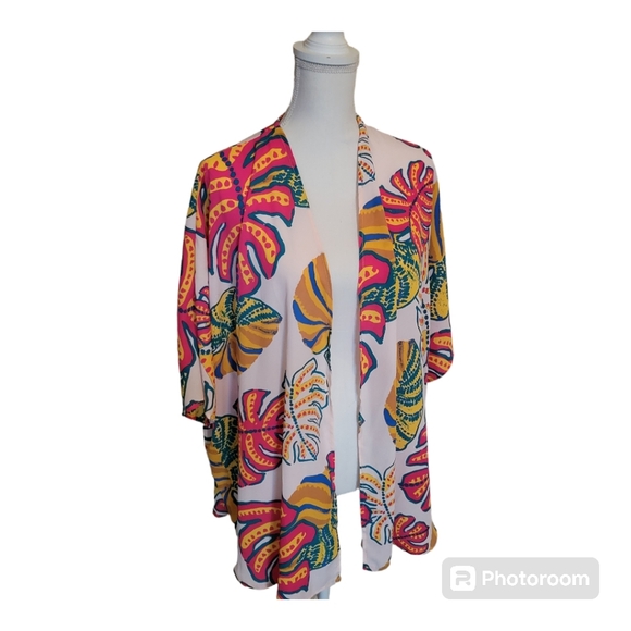 Adrienne Kimono Botanical Print Topper Cardigan - Picture 1 of 6